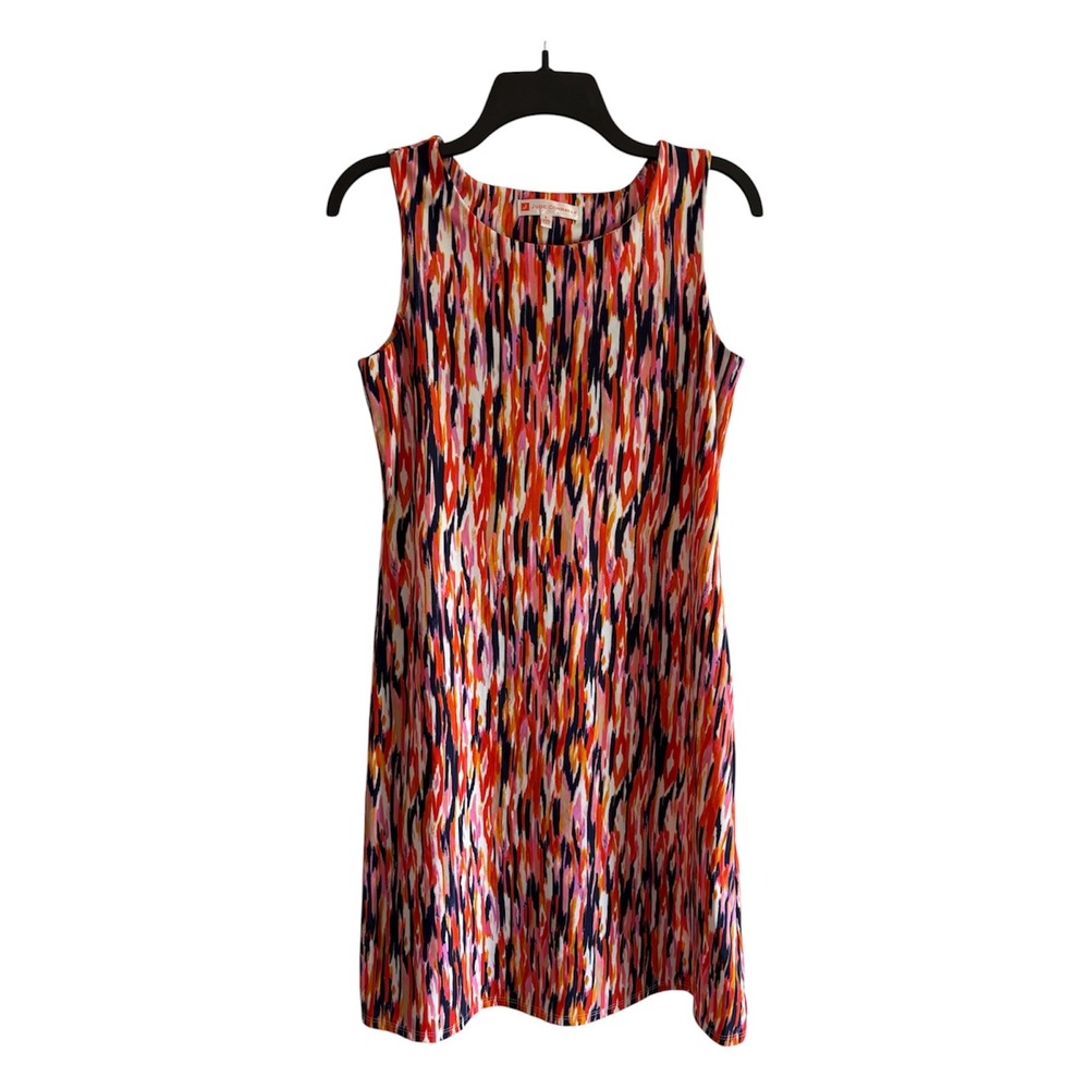 Jude Connally Abstract Ikat  Sleeveless Shift Dress Multi-Color Preppy Coastal‎